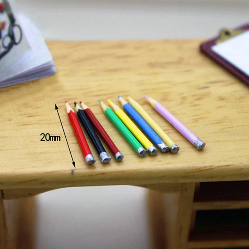 

8Pcs/set 1/12 Dollhouse Mini Colorful Pencil Model Fashion Miniature Accessories Simulation Model Toys For Doll Kids Gift