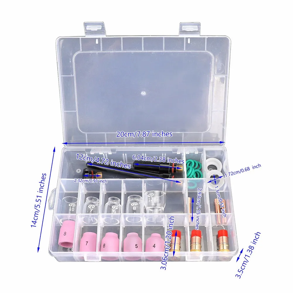 

31Pcs TIG Welding Torch Stubby Gas Lens #12 Pyrex Glass Cup Kit For WP-17/18/26 100% Brand New And High Quality