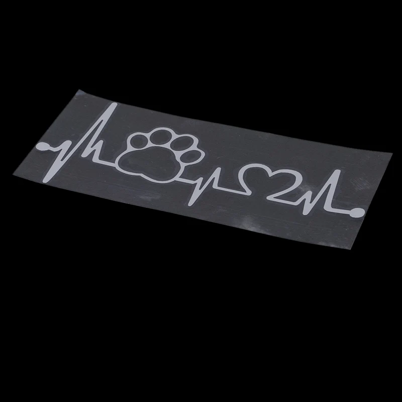 

Heartbeat Love Dog Footprints Funny Car Sticker Vinyl Car Styling Decals Creative Car Decor White
