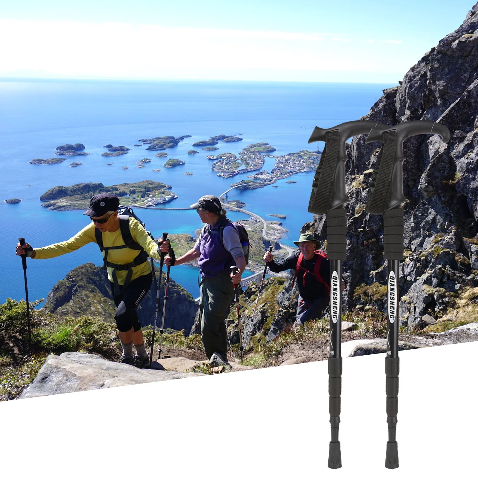 

Треккинговые палки, 2 шт., регулируемые, противоударные, сверхсветильник, для альпинизма, телескопические, сверхсветильник, для походов, пут...