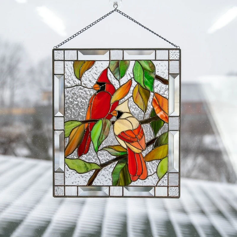 

Birds Rainbow Suncatcher Mini Stained Bird Window Hanging Suncatcher Acrylic Pendants Garden Decoration Outdoor Ornament