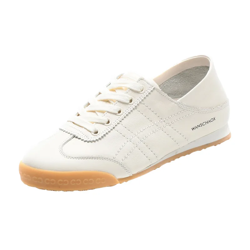 Spring/Autumn 2020 New Women's Shoes Soft Sole Comfortable Shallow Mouth Flats Shoes Two Wear Soft Leather White Shoes Women