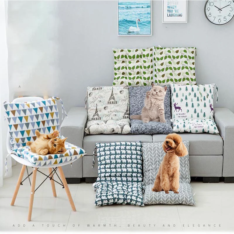 

40x40cm Pet Seat Cushion Dog Cat Chair Cushion Printed Thicken Double Pet Pad Folding Warm Lounger Pads Reclining Puppy Mat