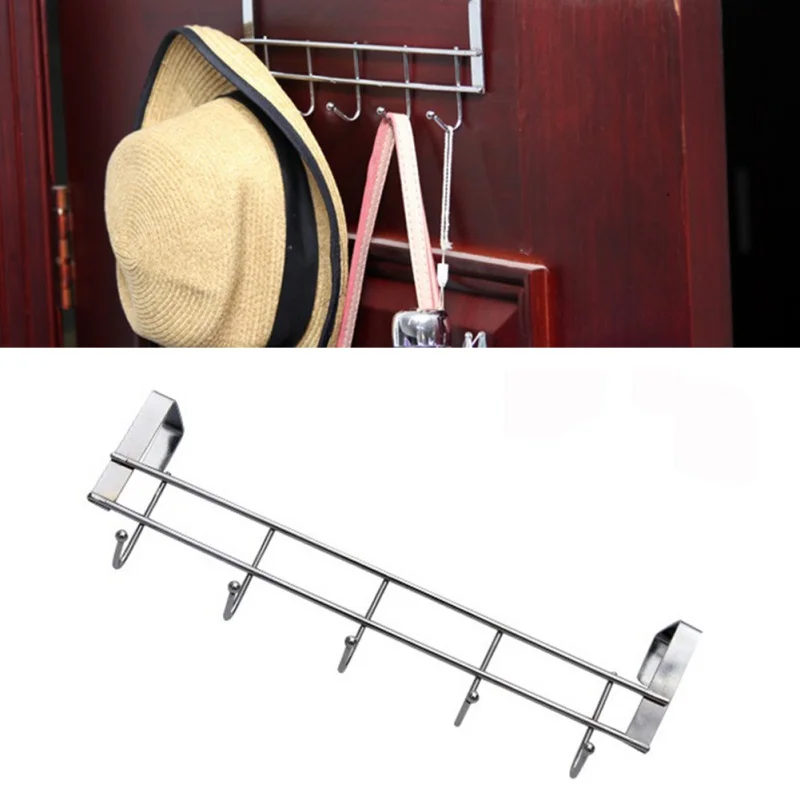 

Household Thickening Door Hook Stainless Steel 5 Hook Cabinet
