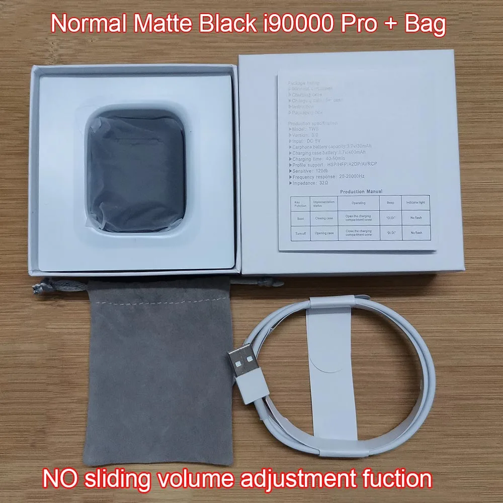 Normal Black Новейший i90000 Pro Tws Air 2, беспроводной Bluetooth наушник с регулировкой громкости 8D, супер бас PK i50000 i5000 i9000TWS - Цвет: Normal Black