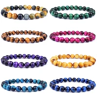 high quality colorful tiger eye buddha bracelets for women natural stone beads healing bracelet men fashion jewelry gift pulsera