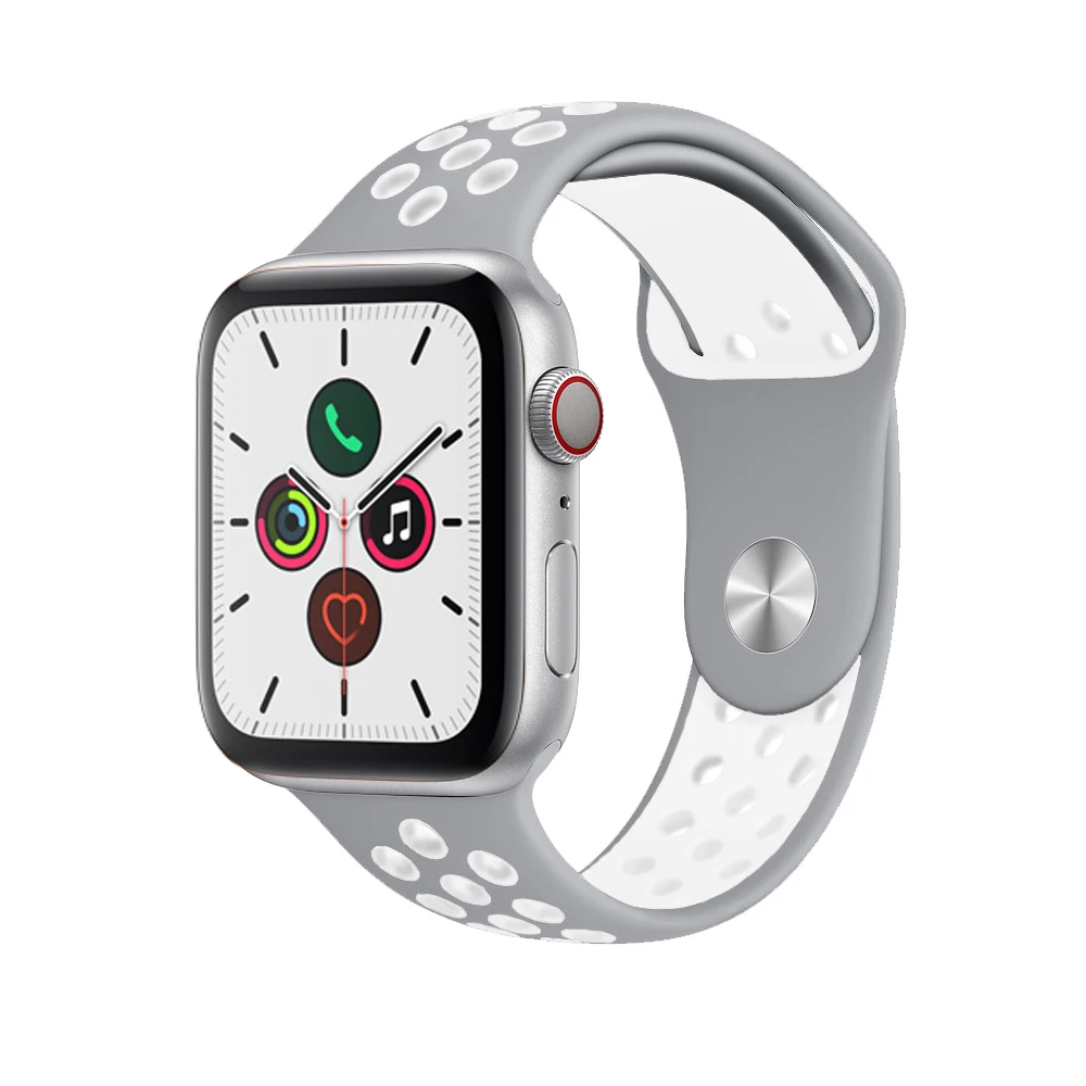 Силиконовый ремешок для apple watch 5 4 band correa apple watch 44 мм 40 мм 42 мм 38 мм iwatch 5 4 3 2 1 спортивный браслет на запястье - Цвет ремешка: silver white