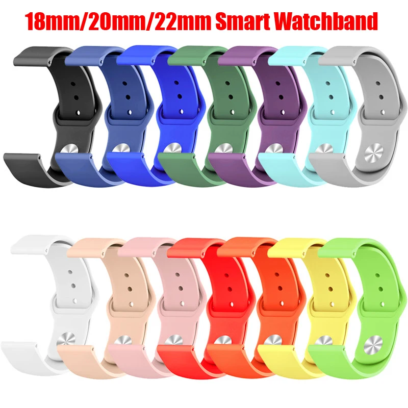 Чистый цвет 20 мм 22 мм силиконовый сменный Браслет для Moto 360/Ticwatch 2/samsung gear/Iwatch/huawei Watch 2/Xiaomi Watch ремень