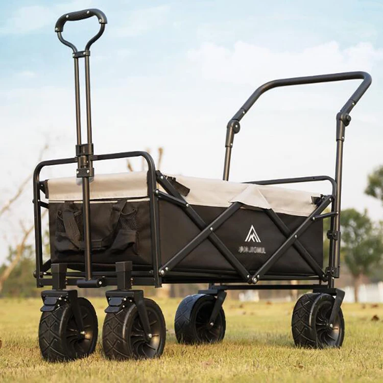 

Garden Trolley Cart Shopping Cart Hand Truck 4 Wheels Outdoor Camping Picnic Folding Trolley Car Metal Steel