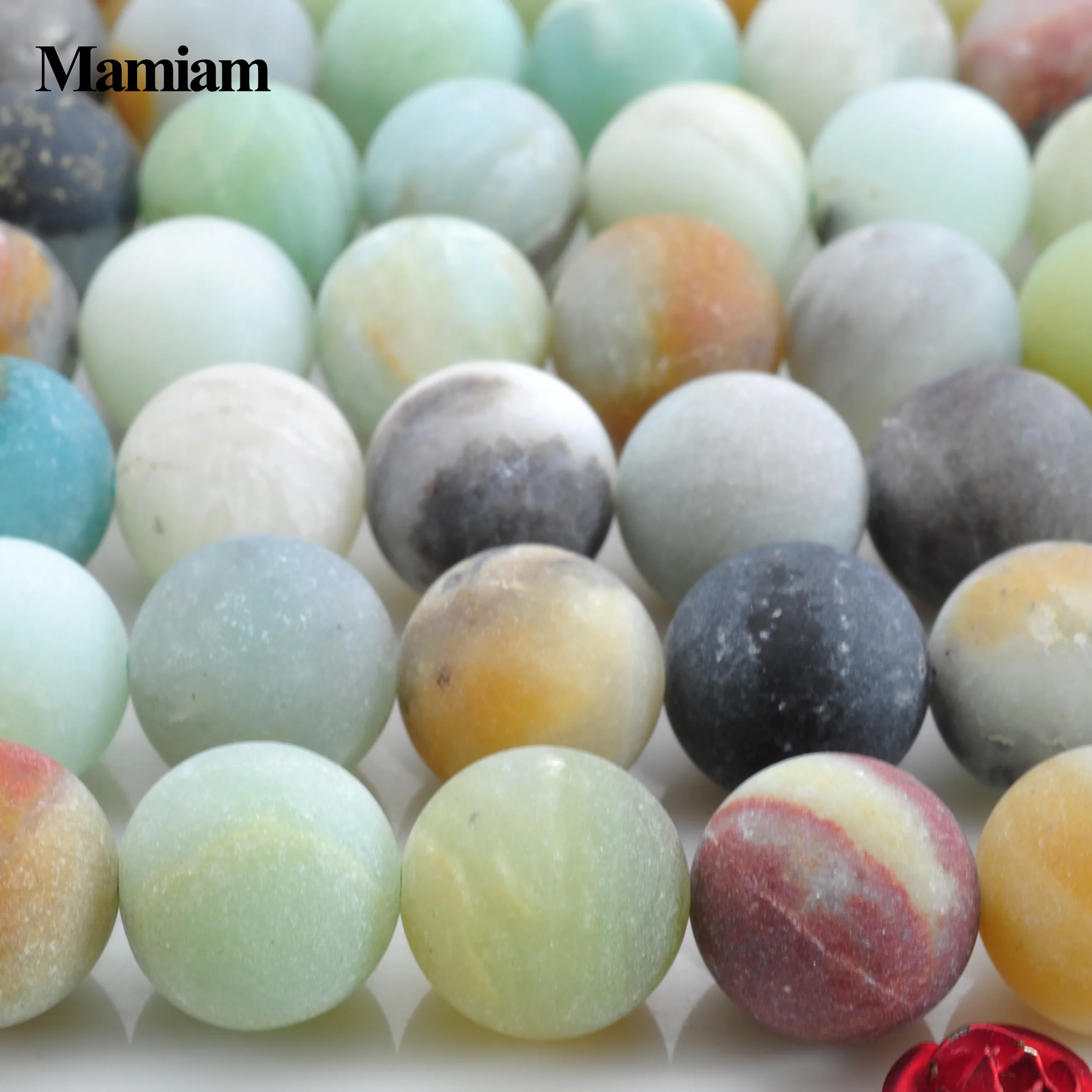 

Mamiam Natural Colorful Amazonite Matte Beads Smooth Loose Round Stone Diy Bracelet Necklace Jewelry Making Gemstone Gift Design