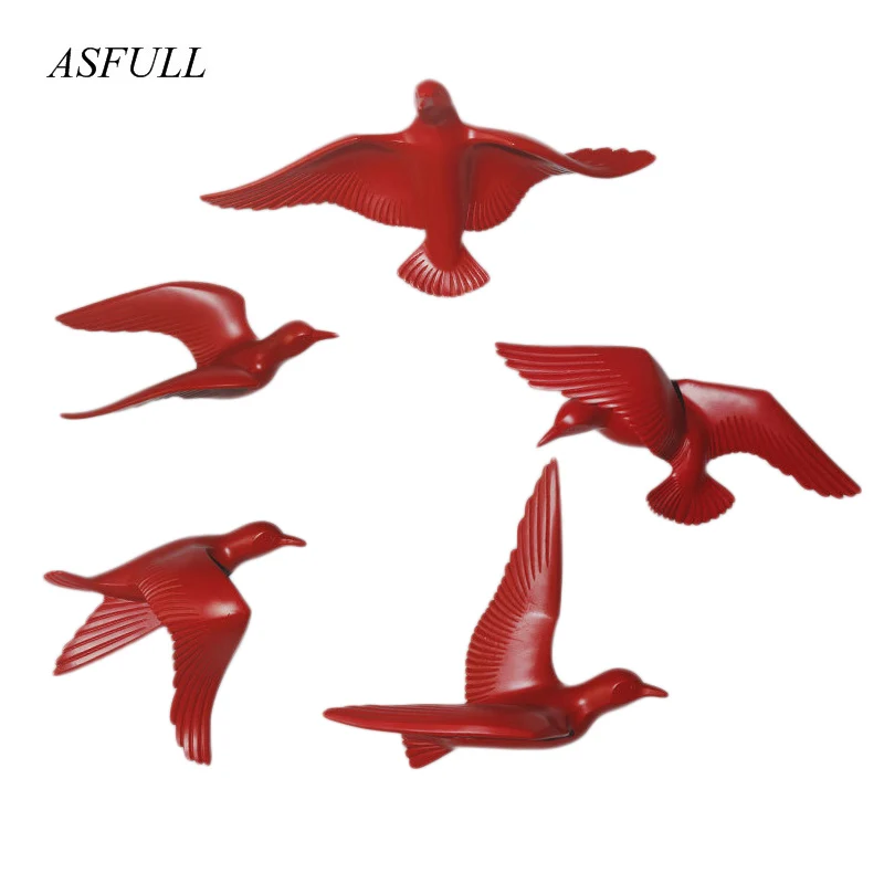 ASFULL креативные настенные 3d с птицами из смолы Стикеры Гостиная фигурка животного