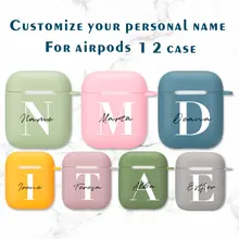 Custom Personalized Initial Name Combination For Airpods Case 1 2 Pro Silicone Soft Hard Earphone Pink Case For Give Girl Boy