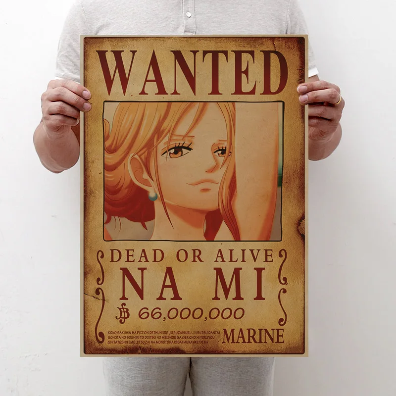 

Anime One Piece Poster Vintage Posters Children Pirate Wanted Paintings Room Living Wall Decoration Cartoons Stickers Toys