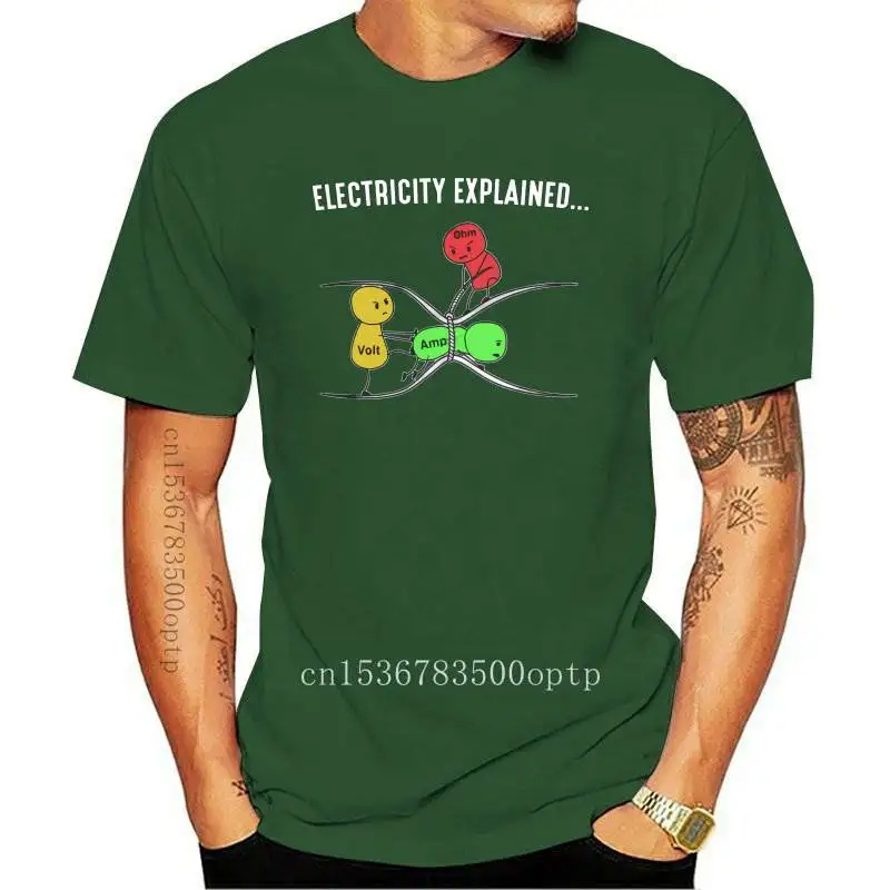 

New Men Funny T Shirt Fashion tshirt Electricity Explained - Ohm's Law Version2 fashion t-shirt men cotton brand teeshirt