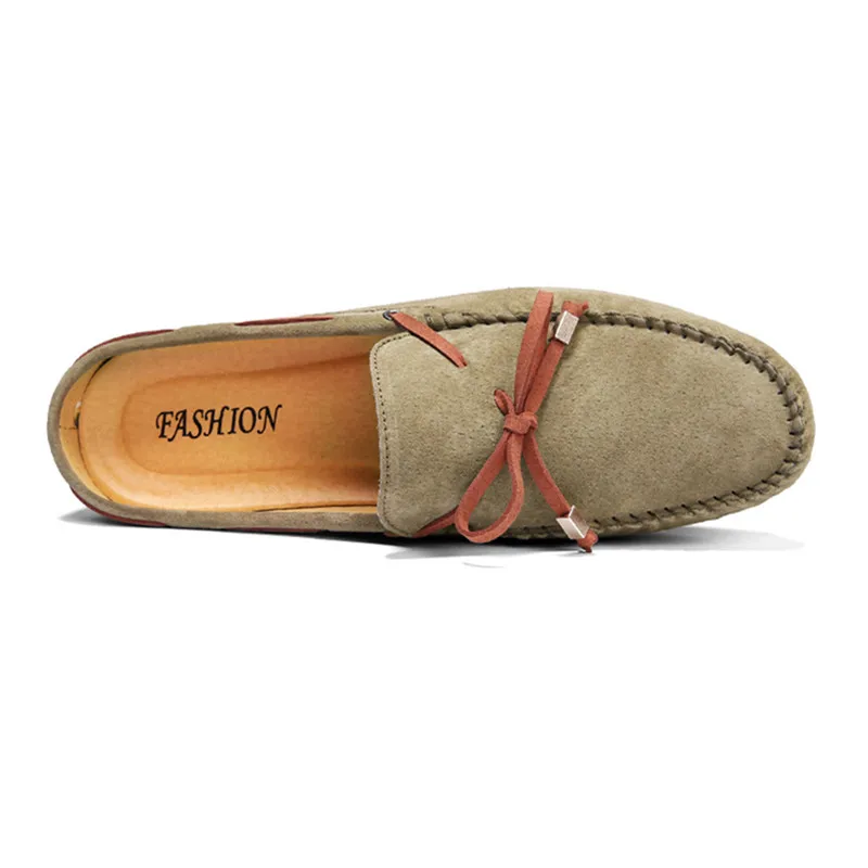 

Men Loafers Slip On Comfortable Half Slippers Office Business Casual Leather Sandals Male Lazy People Cool Shoes Baotou Classic