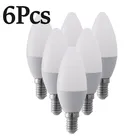 6 шт. Светодиодная лампа E14 E27 светодиодсветодиодный лампа внутренний теплый холодный белый светильник 7 Вт AC220V 110 В Светодиодная лампа для свечи домашний светодиодный светильник