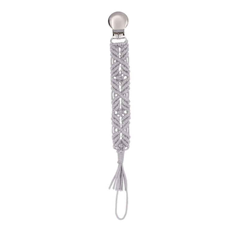 

Handmade Crochet Baby Pacifier Chain Clip Vintage Cotton Yarn Anti-fall Newborn Dummy Pacifier Clip Holder