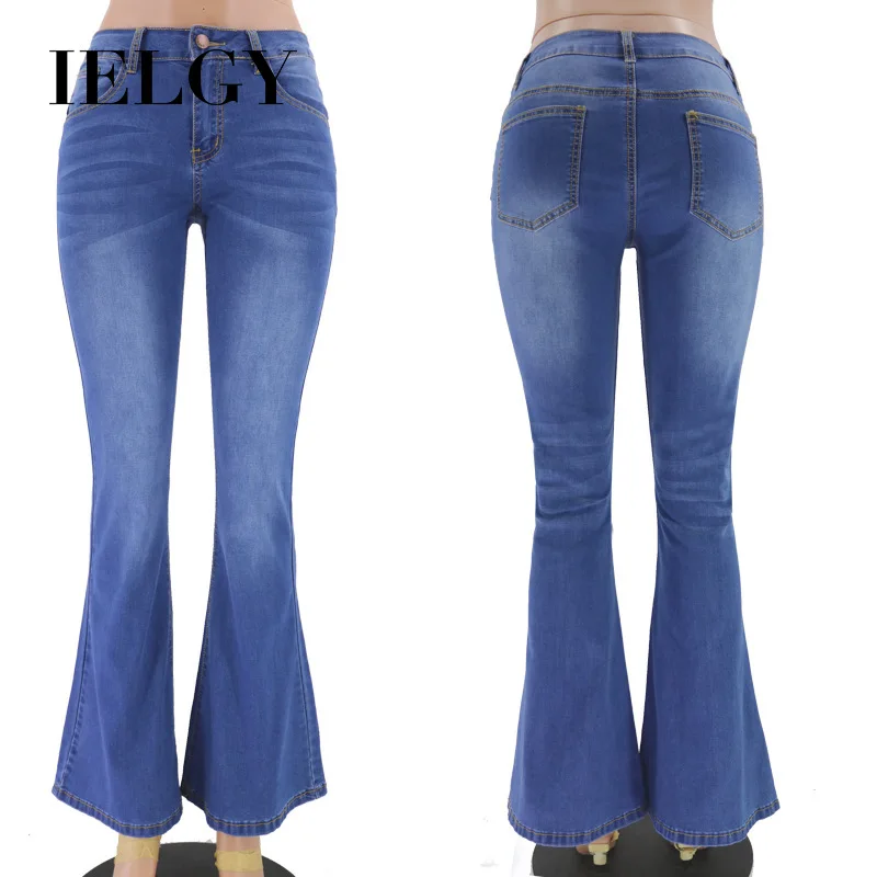 

IELGY Low waist Jeans Women's comfortable stretch slim wild straight denim Trousers Bottoms