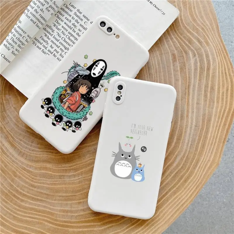 

Spirited Away anime Totoro Phone Case Candy Color for iPhone 6 7 8 11 12 s mini pro X XS XR MAX Plus