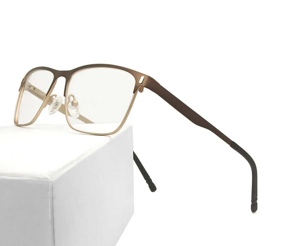 eyewear brown Сверхлегкие мужские оправы для очков мужские металлические оптические очки из сплава женские квадратные Рецептурные очки для близоруких очков - Цвет оправы: eyewear brown