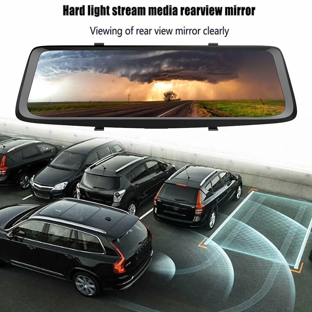 Автомобильный видеорегистратор с сенсорным экраном 10 дюймов двойной объектив Full