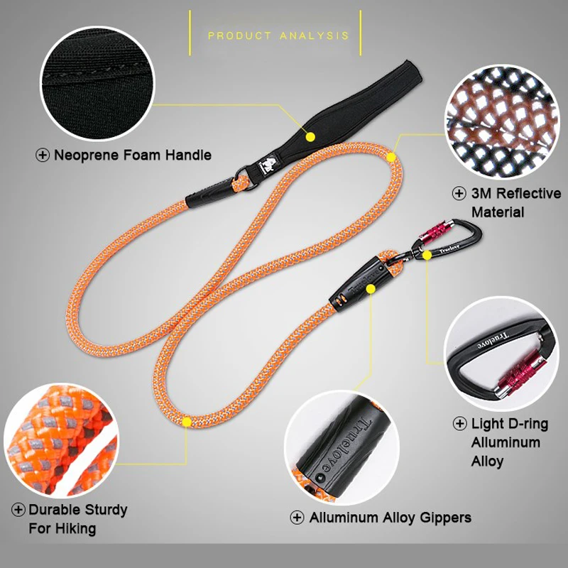 TrueLove Dog Leash Reflective Material Is Woven Into The Round Rope Suitable for large and medium dogs Walking climbing TLL2571