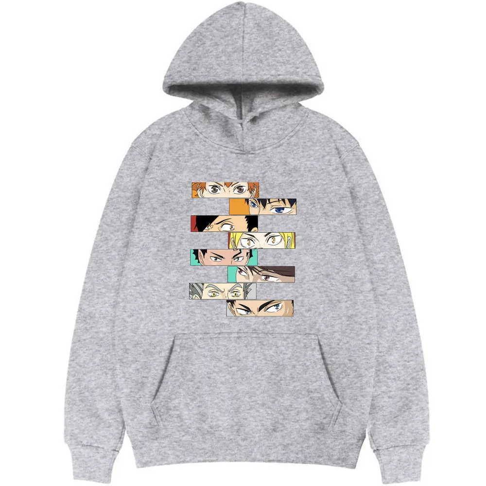 

Japan Anime Haikyuu Eyes Print Hoodie Fashion Comics Graphics Hooded Sweatshirt Fleece Cotton Tops Men Women Casual Sweatshirt