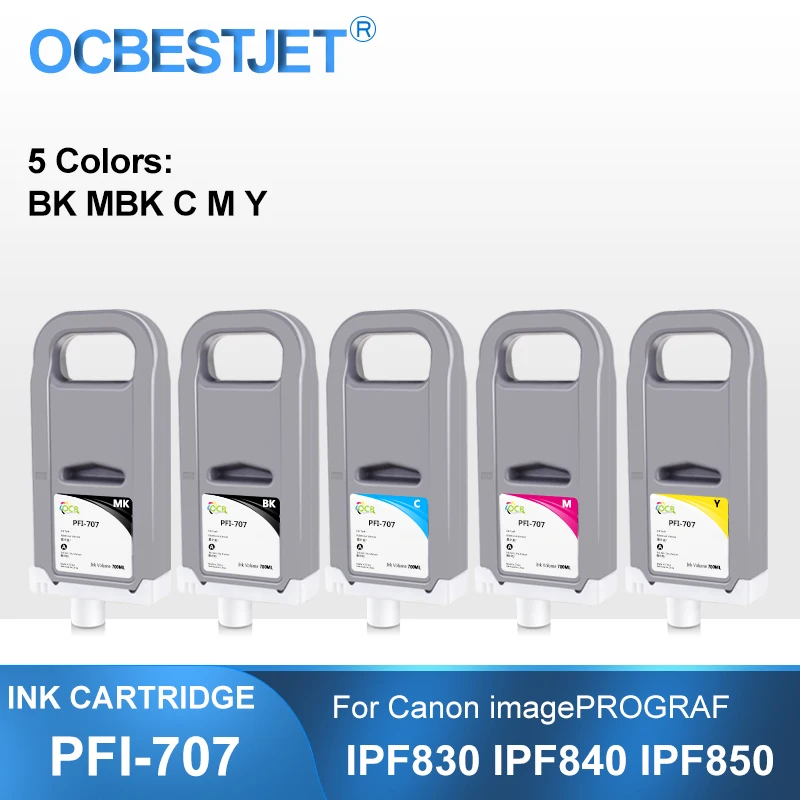 

PFI-707 PFI707 700ML Compatible Ink Cartridge With Full Ink For Canon imagePROGRAF IPF830 IPF840 IPF850 Printer 5Colors/Set