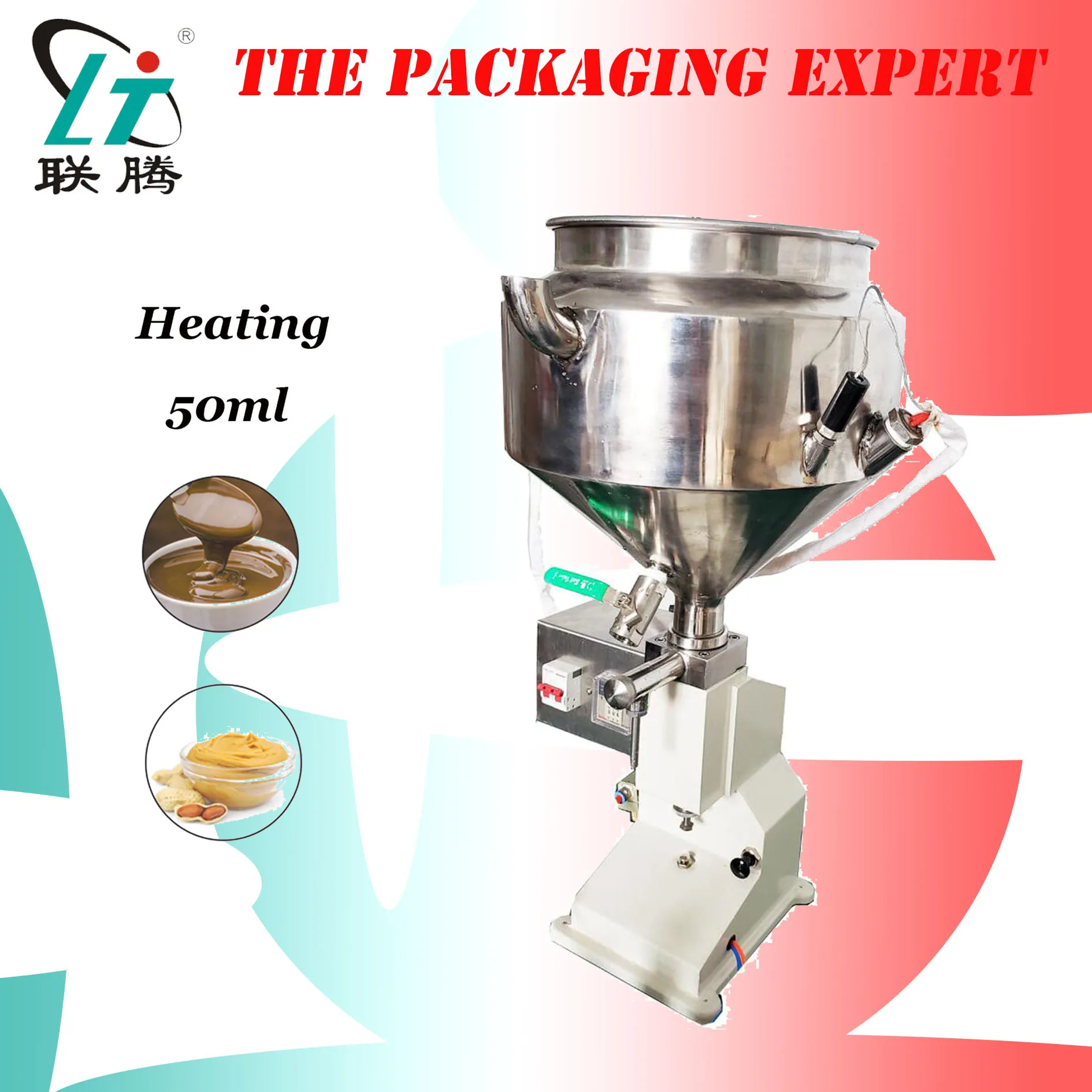 

Heating Hopper Filler Pneumatic Filling Machine Cream Food Paste Dispensing Peanut Butter Temperature Controller Free Shipping