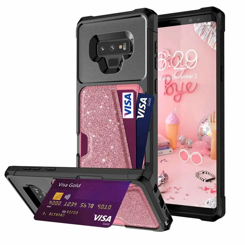 

Однотонная Магнитная задняя крышка с отделением для карт для Samsuang S9 S9Plus S10 S10Plus S10E Note9 Защитная крышка для объектива