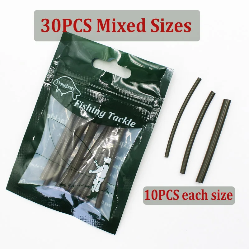 30PCS-Mixed Sizes 30 шт., аксессуары для ловли карпа, термоусадочные трубки, резиновые рукава, термоусадочные трубки для ловли карпа, Ronnie Rigs, Croase, рыболовные снасти - Цвет: 30PCS-Mixed Sizes