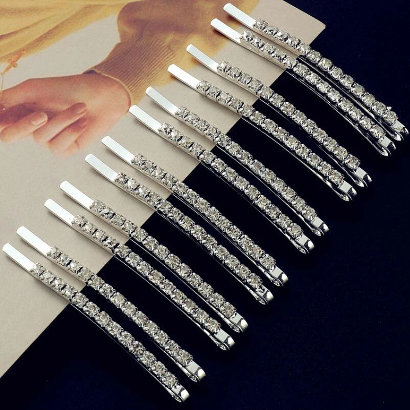 silver 6 шт., Кристальные блестящие стразы, заколки для волос с буквами, заколки для волос, аксессуары для укладки волос для женщин и девушек - Цвет: silver