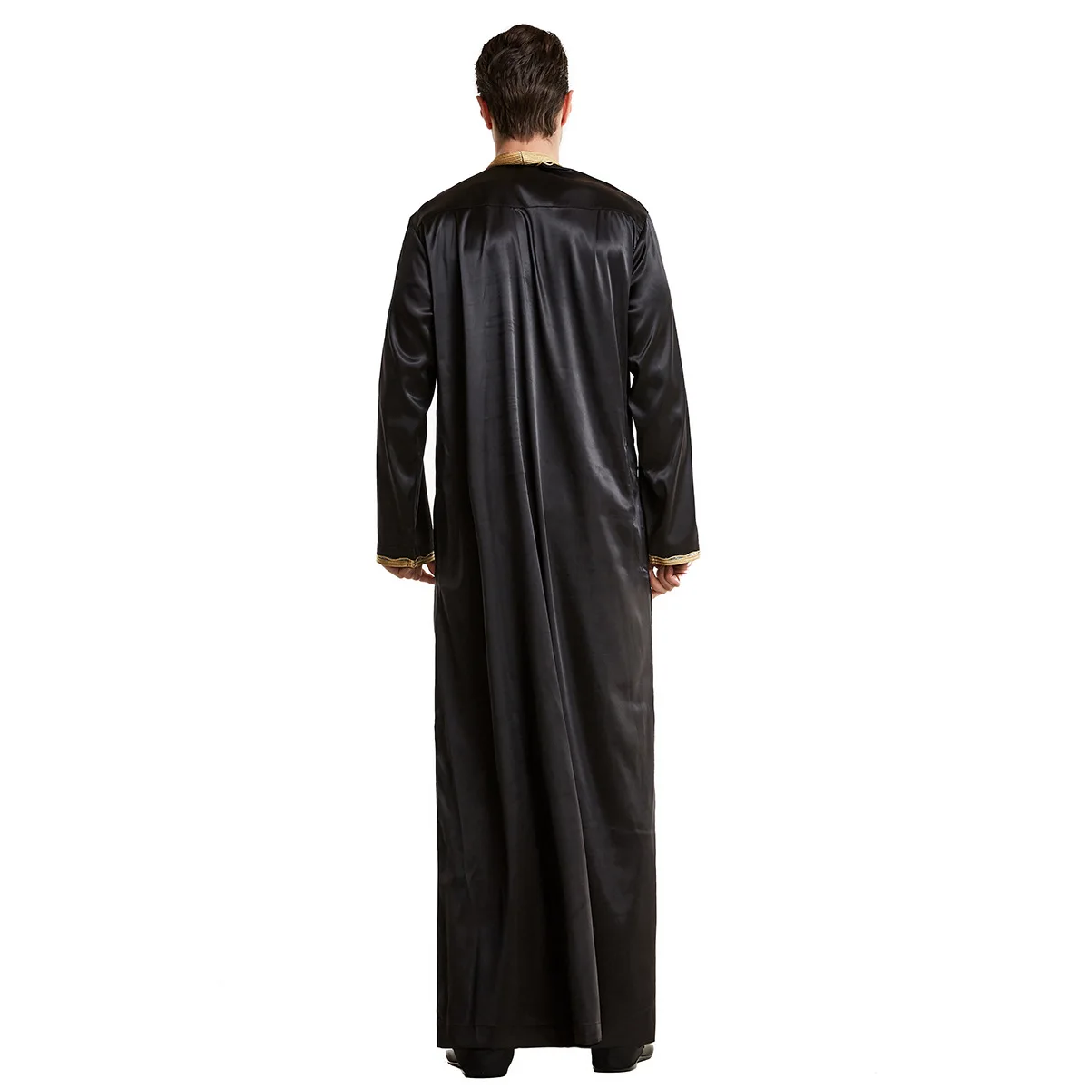 Muslim Men Islamic Clothing Kaftan Robes Long Sleeves Stand Collar Eid Thobe Kurta Arab Turkish Dubai Islam Habit Ethnic Wear