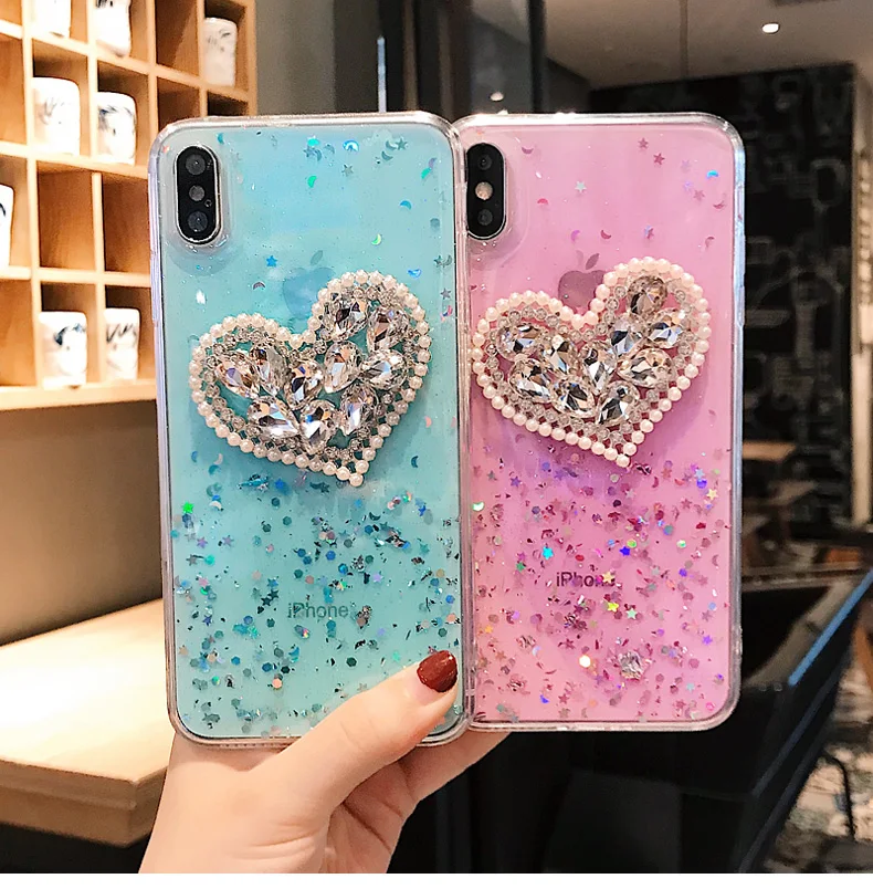 Роскошный модный милый блестящий чехол с кристаллами для Iphone 12 Mini 11 Pro XS Max XR X 8 7 6 6S