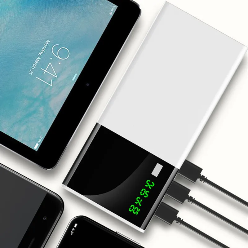 30000 мАч Внешний аккумулятор внешний 3 USB светодиодный портативное зарядное