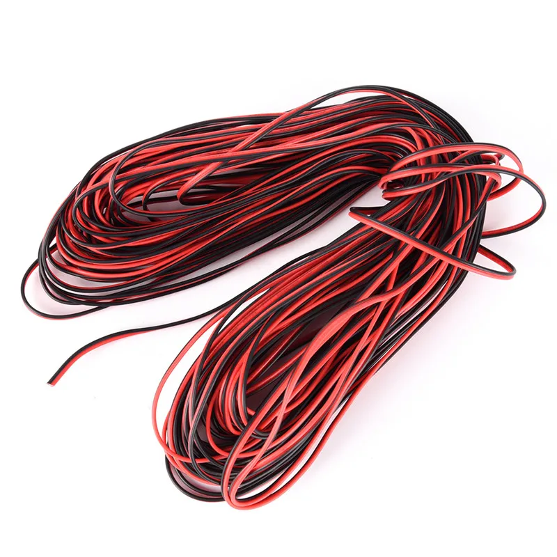 

1pc High Quality 10m 22AWG Black with Red led wire Cable
