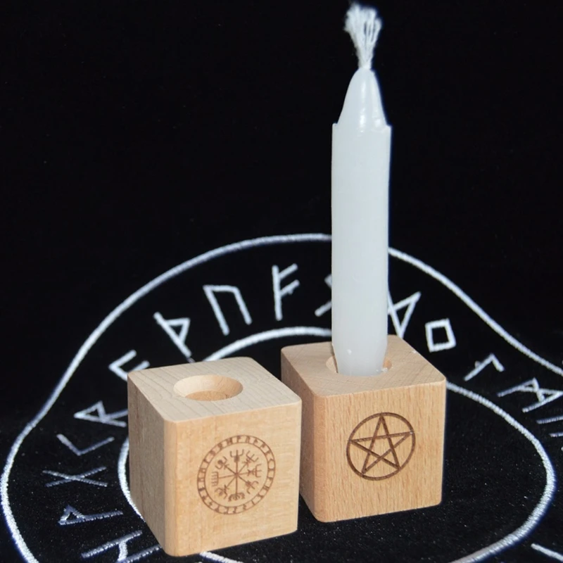 Деревянные алтарные свеча Держатели 1 пара деревянный подсвечник с ритуальной