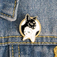 painted black white cat denim shirt brooch enamel pins metal broches for men women badge pines metalicos brosche accessories