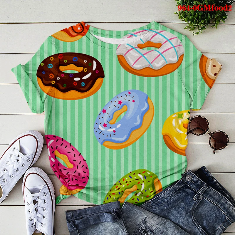 

Kawaii Tee Pizza Food Print Tshirt Casual Tshirt Ulzzang Harajuku Oversized T-shirt Delicious Food Aesthetic Woman Girls Tshirts