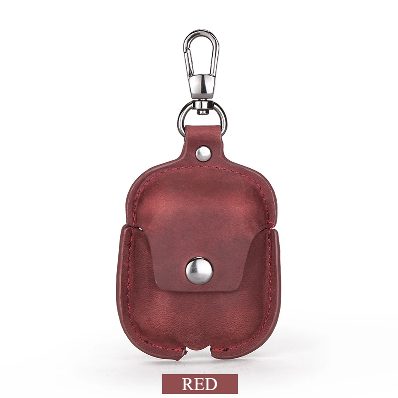 Wine red Чехол для наушников из натуральной кожи с Bluetooth для AirPods 2, защитный чехол, аксессуары для Apple Airpods, зарядная коробка - Цвет: Wine red