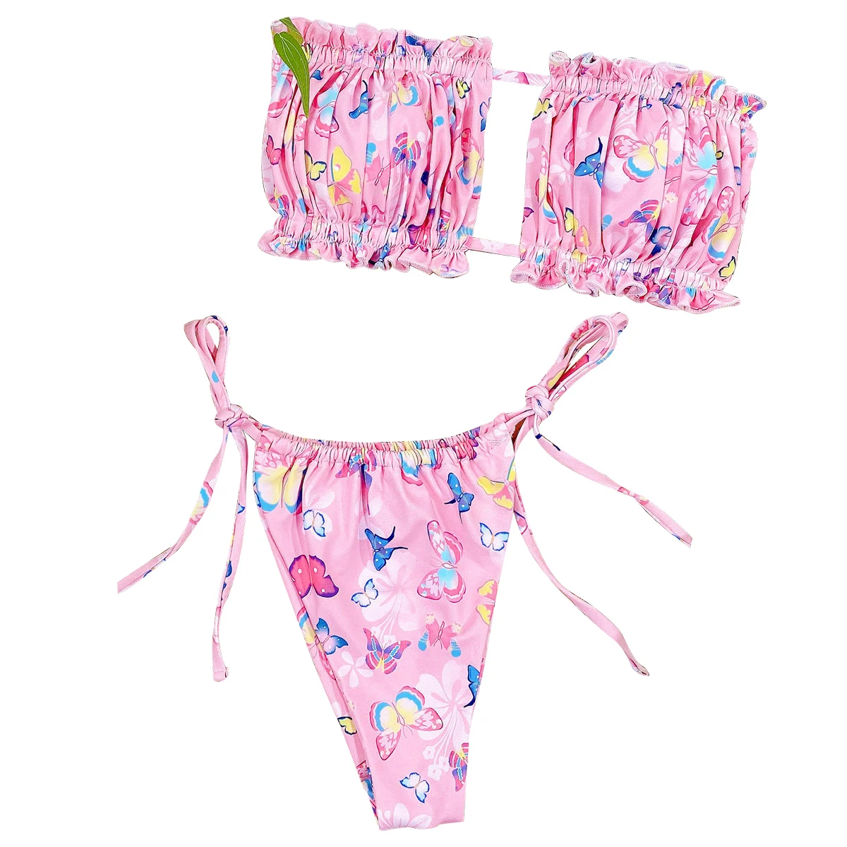 

Женский купальник-бикини из двух предметов, модный сексуальный купальный костюм на шнуровке с разрезом и нагрудной подушкой