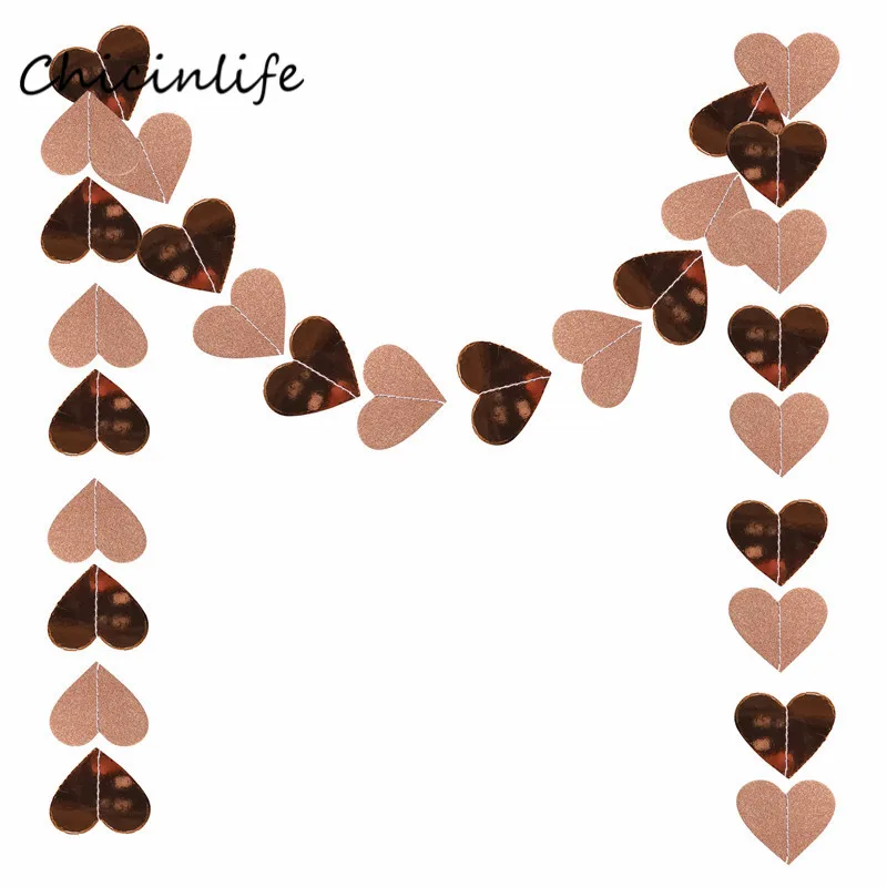 

Chicinlife 3 мм подвесной баннер из розового золота в виде сердца, украшение для свадьбы, Дня Святого Валентина, вечеринки, гирлянда в форме сердц...