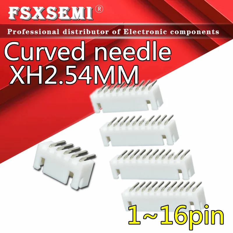 

100pcs Curved needle XH2.54 Connector 2.54mm Pin Header Terminal XH2.54-2P/3P/4P/5P/6P/7P/8P/9P/10P/11P/12P/13P/14P/16P