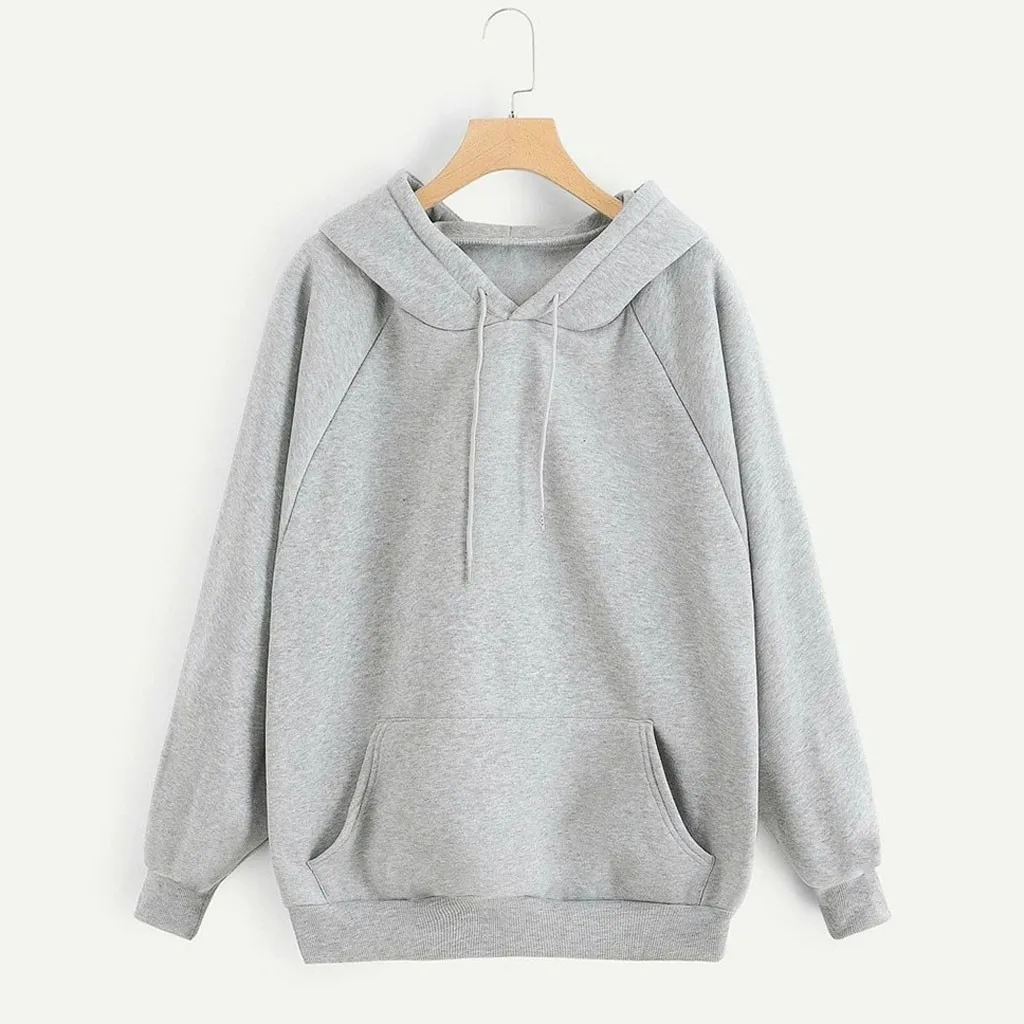 Sweat Women Solid Color Hoodies New Gray Red Blue Fleece Style Pullovers Autumn Winter Fitness Sweatshirt Hooded S-xxl 2020 | Женская