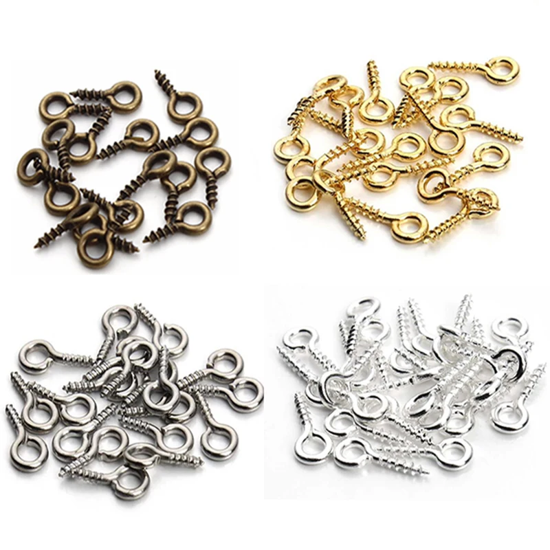 

200pcs Tiny Mini Eye Pins Metal Claw Nails Eyepins Hooks Eyelets Screw Clasps Jewelry Findings For DIY Making Accessories