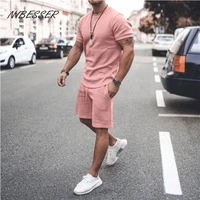 nibesser 2021 summer new men casual short sleeve t shirt shorts solid male tracksuit set mens brand clothing 2 pieces sets
