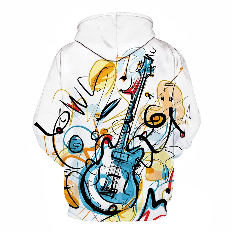 Толстовки с капюшоном для мужчин и женщин 3D принтом в виде гитары разноцветная