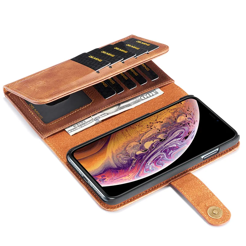 Роскошный чехол кошелек DG.MING из натуральной кожи для Apple Iphone 11 12 Pro X XS Max XR 7 8 Plus