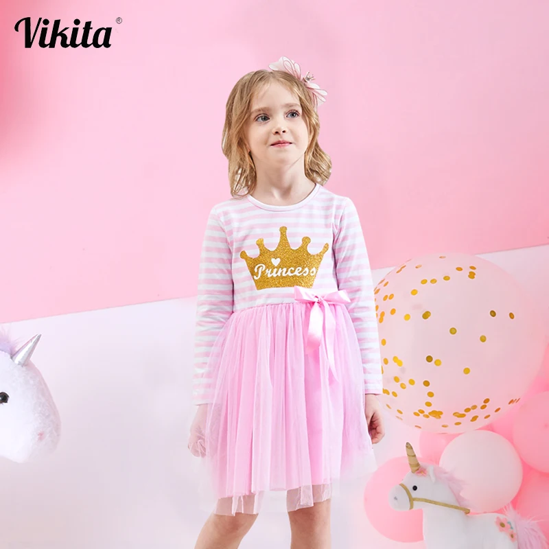 

VIKITA Girls Long Sleeve Dress Girls Unicornio Vestidos Kids Princess Tutu Dress Children Unicorn Autumn Winter Dresses LH4579