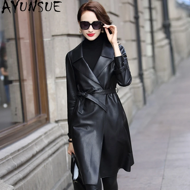 JCBC 2021 Genuine Leather Jacket Women Long Sheepskin Coat Autumn Winter Windbreaker Women's Leather Jackets  BLT746 4134